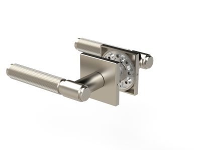 Square Knurled Door Handle in Brushed Nickel Finish