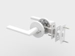 satin white privacy handle set with latch