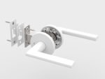 satin white privacy handle set with latch